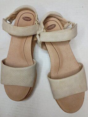 Dr. Scholl’s Beaming Beige Cork Wedge Sandals Women’s Size 6M
